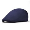 BOTVELA Men 2 Pack Cotton Flat Hat Ivy Cabbie Newsboy Cap (Black/Navy)