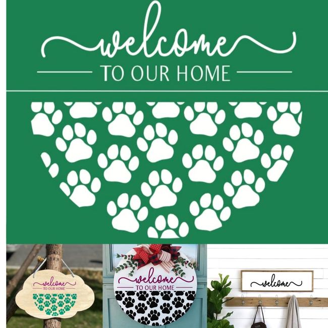 Alinacutle Welcome to Our Home Reusable Silk Screen Stencils, Self-Adhesive Silkscreen Printing Stencil for Home Decor,Paint on Wood/Fabric/Wall/Cup/Plate/Glass/Paper (8.5" x 11")