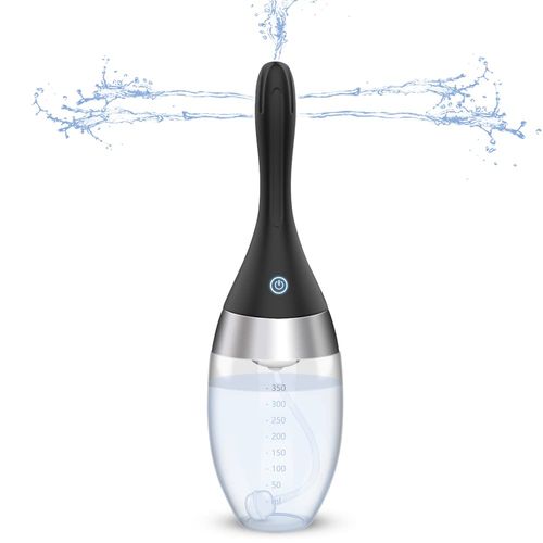 Automatic Electric Enema Bulb with 3 Speeds, Adorime Rechargeable Anti Back-Flow Enema Douche for Men Women Colon Cleansing, Silicone Douche Cleaner Enema Kit Douche Bottles 12oz
