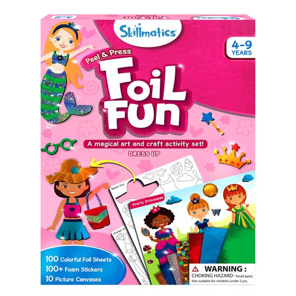 Skillmatics Art & Craft Activity - Foil Fun Dress Up, No Mess Art for Kids, Craft Kits & Supplies, DIY Creative Activity, Gifts for Girls & Boys Ages 4, 5, 6, 7, 8, 9, Travel Toys