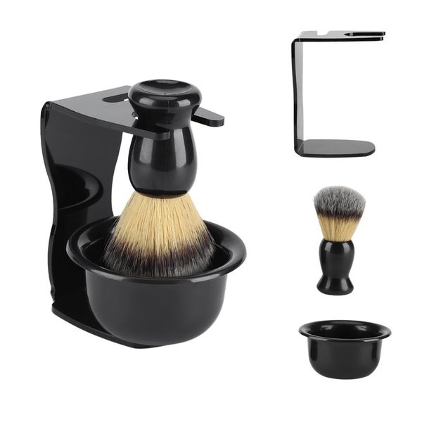 3 in 1 Professional Shaving Brush Kit Man's Shaving Set with Shaving Frame Base, Soap Bowl, Badger Hair Shaving Brush for Men Father Husband Boyfriend Gift