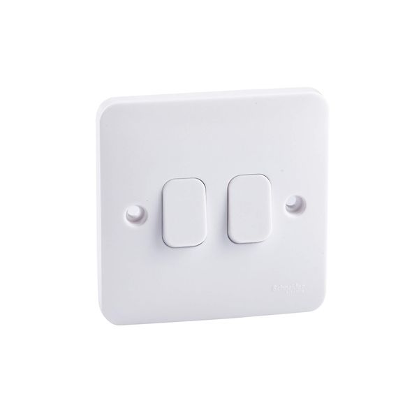 Schneider Electric Lisse White Moulded - Double 2 Way Light Switch, 10AX, GGBL1022S, White