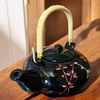 Chinese Tea Set - Black Ceramic - Blossom Sprig Pattern - 600ml