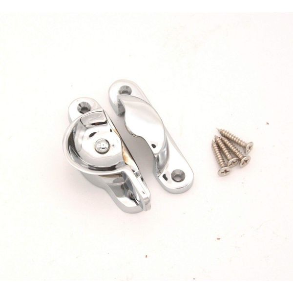 Infinity Decor Victorian Sash Window Fitch Fastener Lock in Polished Chrome - Made from Solid Brass