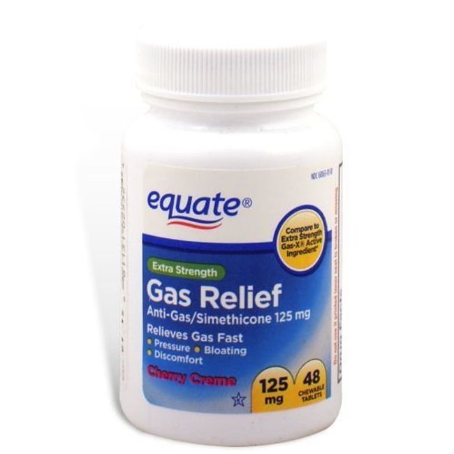 Equate Gas Relief, Extra Strength, Simethicone 125 mg, 48 Chewable