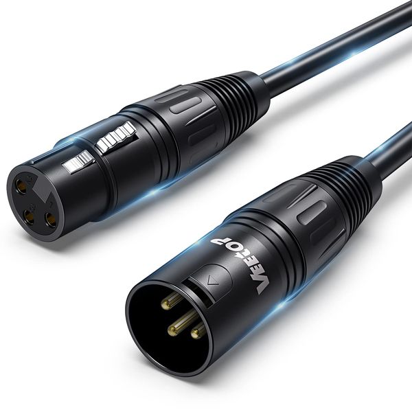 Microphone Cable, Veetop XLR Cable, Canon Cable, Microphone Extension Male to Female XLR Balanced Connection for Microphone Recording, Professional Recording Compatible with Recording Devices such as