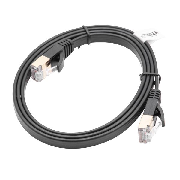 vhbw Variation Network Cable LAN Patch Cable Cat7 15 m Black Flat