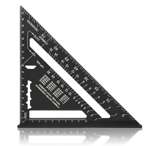 JEEZAO Carpenter Measuring Square, 7 Inches, Aluminium Alloy, Metric Imperial, 90 Degree Thickened Triangle Ruler for Woodworking