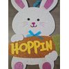 3-D Glitter Bunny Easter Greeting Door Sign. Hoppin