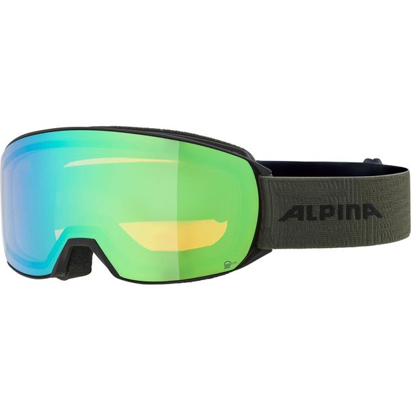 ALPINA NAKISKA Q-LITE - Verspiegelte, Kontrastverstärkende OTG Skibrille Mit 100% UV-Schutz Für Erwachsene, black-olive matt, One Size