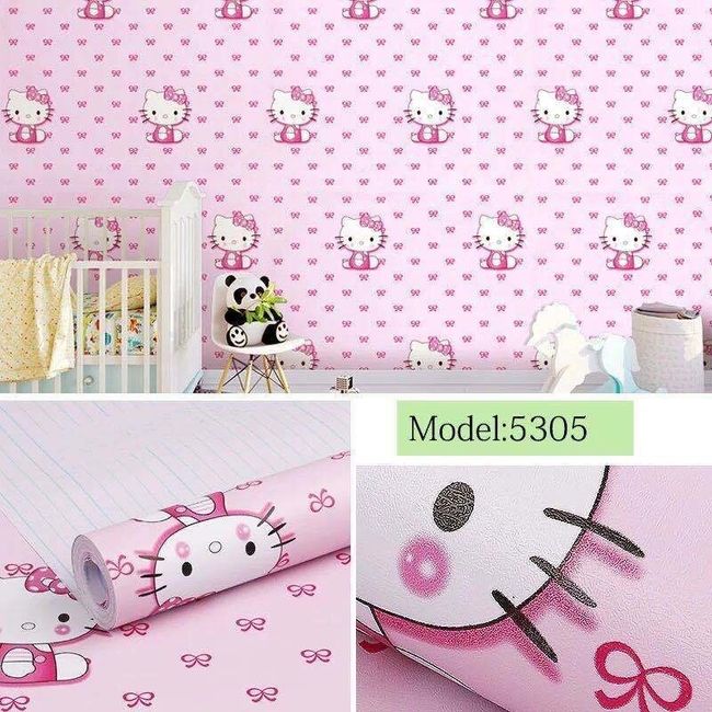 Wallpaper Hello Kitty on White Background Licensed by Sanrio