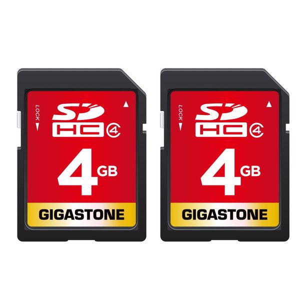 Gigastone 4GB SD Card Set of 2 UHS-I Class 4 C4 SDHC Memory Card Video Digital Camera SD Card with 2 Mini Case