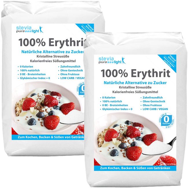 Erythrit | Natürliche Süße zuckerfrei | kalorienfreier Zuckerersatz | Vegan & zahnfreundlich | Zucker Alternative zum Kochen & Backen | 2kg