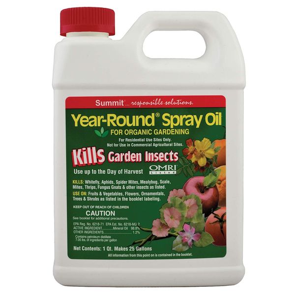 Summit 114-12 Year-Round Spray Oil for Garden Insects Concentrate, 32-Ounce