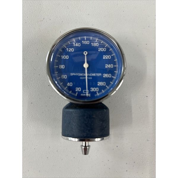 Vintage Cobolt Blue Sphygmomanometer Blood Pressure Monitor Gauge