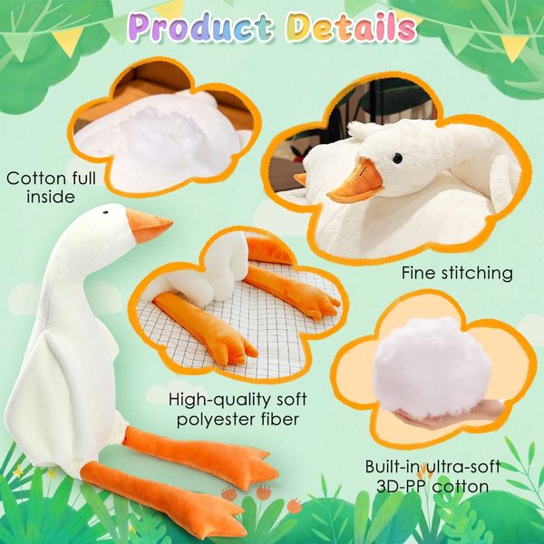 CottonStar Goose Stuffed Animal 20 Inch Cute Duck Plush Toy, Goose Plush Soft Swan Hugging Pillow, Gift for Kids and Friends, White