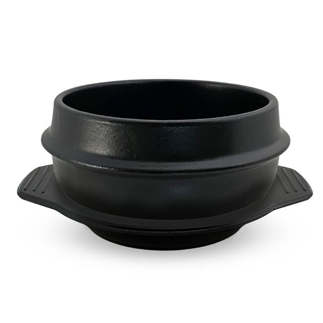 J-kitchens Heat-Resistant Ceramic Chigae Pot, Toppegi, 5.3 inches (13.5 cm), Includes Saucer, Made in Korea