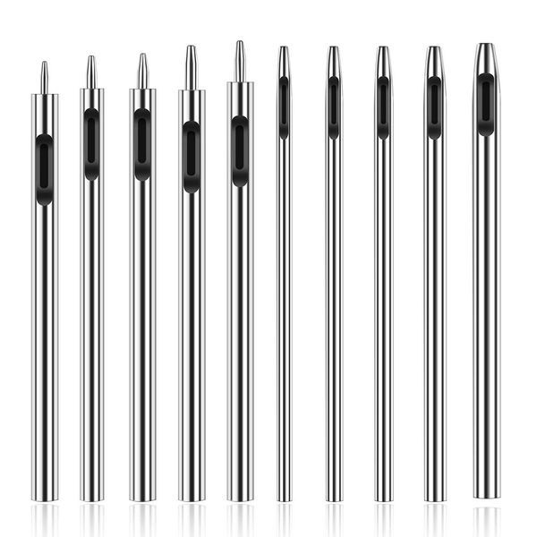 10 Pcs Leather Hole Punch Cutter 0.5mm-3.5mm Hollow Punch Set for Leather Crafting Round Hollow Tools for Watch Bands Belts Canvas Paper Rubber Soft Material Working