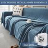 Solid Color Blue Couch Covers Chenille Sofa Cover Non-Slip Couch Protector for 3