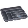 Plastic Cutlery Tray 7 Compartment Large Cutlery Holder Organizer Rack (Grey)