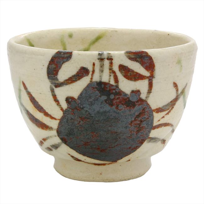 Mino Ware 043-0041 Nakagaki Renji Tea Cup Cup, Approx. Diameter 4.3 x Height 3.1 inches (11 x 8 cm), Capacity: Approx. 11.2 fl oz (330 ml), Crab Picture, Shino Oribe, Auspicious Pattern, Made in Japan