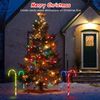 Solar Candy Cane Pathway Lights Outdoor Christmas Decor Stake Lamp 8 Light Modes
