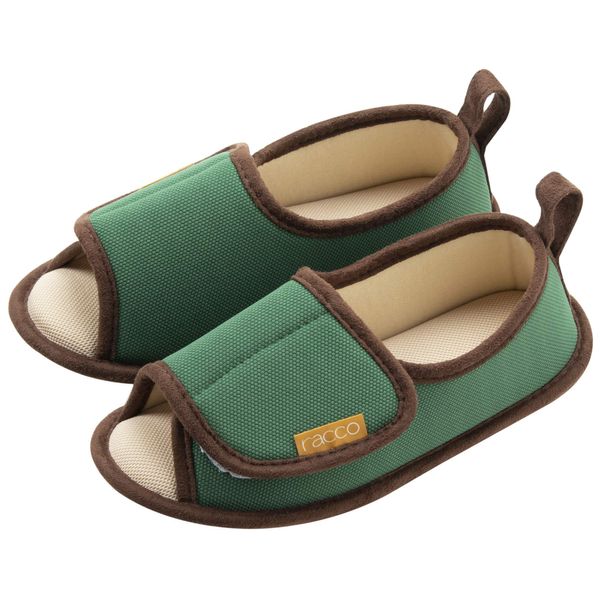 Racco 310039 Nippon Slippers, Room Shoes, Small, 8.7 - 9.1 inches (22 - 23 cm), Green, Plain, Heel Cushion, Hand Washable, Lightweight Comfort, Walking Support