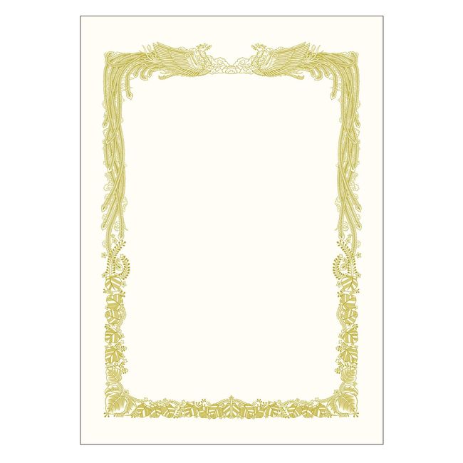 Sasagawa 10-3061 Gold Foil Award Paper, OA Compatible, For Horizontal Writing, White, A4, 5 Sheets