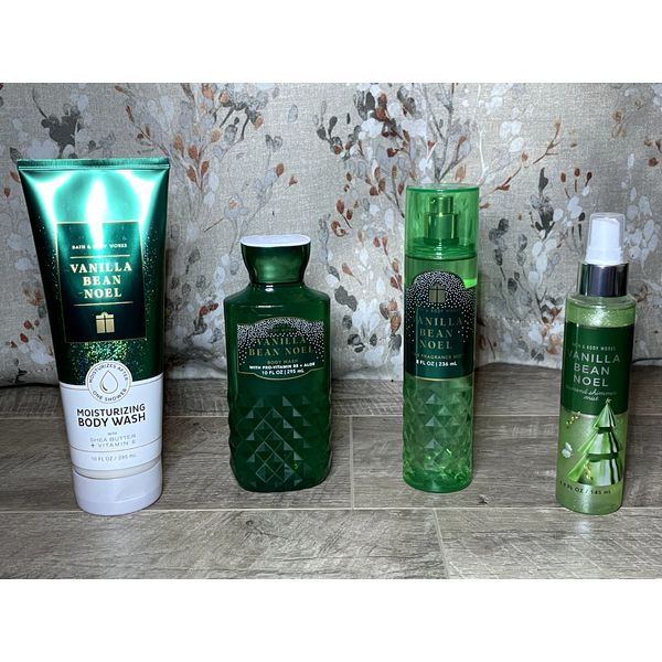 Bath & Body Works Vanilla Bean Noel 4pc Gift Set (Perfume Body Wash Mist)