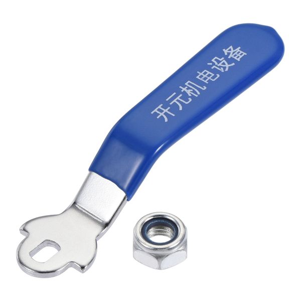 sourcing map Lever Handle Iron Chrome Plated Replacement 180 Degree with Plastic Grip Blue for Ball Valve