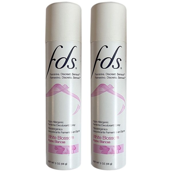 Pack of 2 New FDS Feminine Deodorant Spray, White Blossom, 2 oz