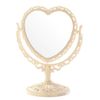 Queen-b Tabletop Mirror, Heart Shape, Cute, Stylish, Makeup, Cosmetics, Beauty, Makeup Mirror, Stand, 360° Rotation, Girls, Princess, Convenient Desk, Gift (Beige)