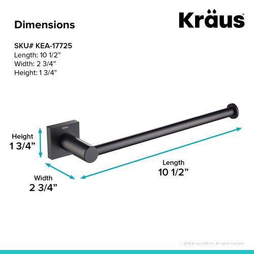 KRAUS Ventus Bathroom Towel Bar, Matte Black Finish, KEA-17725MB