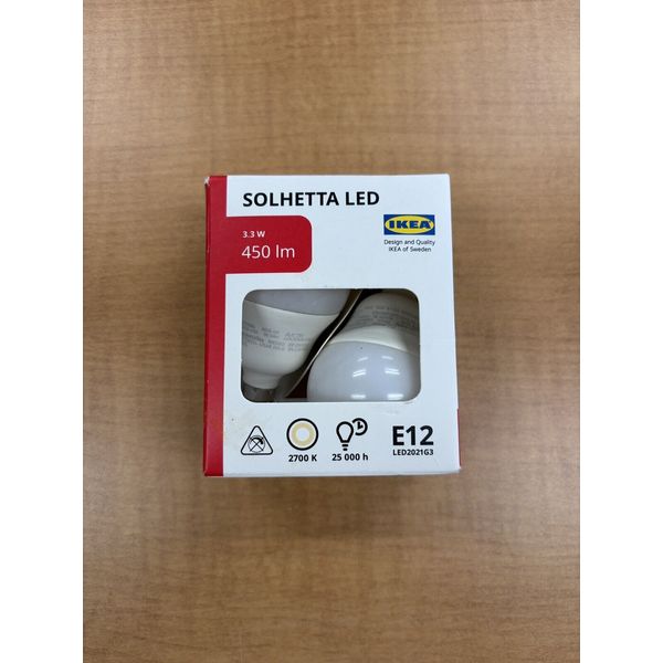 IKEA SOLHETTA LED bulb E12 450 lumen, globe opal, 2700 K (2-PACK) NEW
