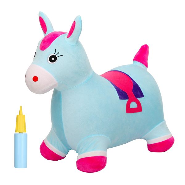 INPANY Bouncy Horse Hopper - Plush Hopping Toy, Inflatable Jumping Horse, Ride on Rubber Bouncing Animal Toys for Kids/Toddlers/Children, Birthday Gift