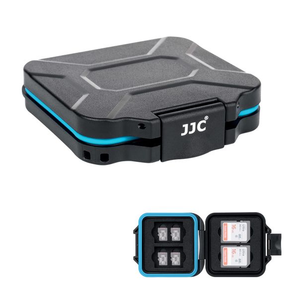 JJC Speicherkarten Hülle Schlanker Halter für 4 SD SDXC SDHC und 8 Micro SD Micro SDXC Micro SDHC TF Karten, Wasserbeständiger Stoßfest Tragbare SD Card Aufbewahrungsbox Organizer