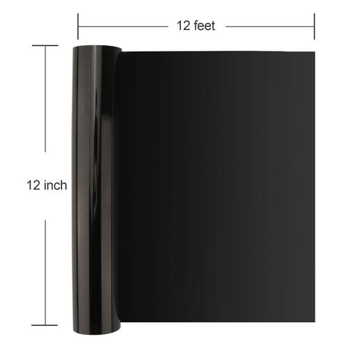 SOMOLUX HTV Iron on Vinyl 12inch x12feet Roll Easy to Cut & Weed Heat Transfer Vinyl DIY Design for T-Shirts Glossy Black