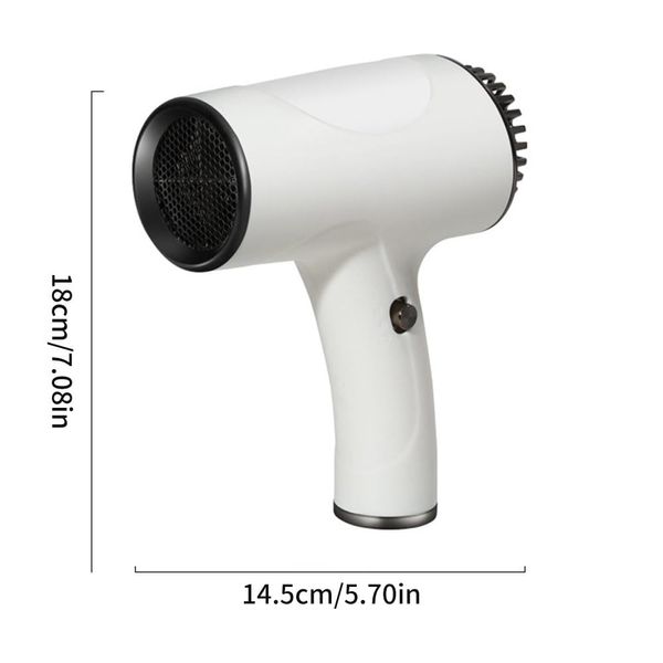 Portable Cordless Hair Dryer - Rechargeable Battery Hair Dryers for Travel - Handheld Wireless Hairdryer - Compact Blow Dryer for Quick Drying - 2600mAh, Men & Women (White)