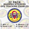 22 PACK GPS Tracking Warning Theft Deterrent Laminated Stickers High Quality