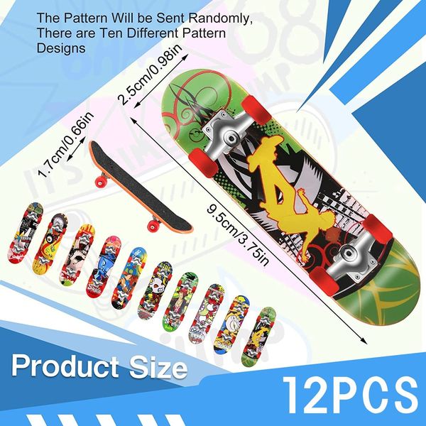 XINGGANG Finger Skateboard - 12 stylische Fingerskateboards, Spielzeug Finger Skateboard für Party I Fingerboard Spiele für Jungen und Mädchen I Board Mitgebsel für Teenager I Give Aways Kinder