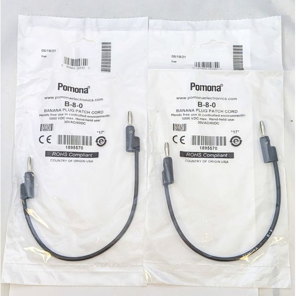 2 LOT OF THE Pomona B-8-0 Banana Plug Patch Cord Cable, Stackable