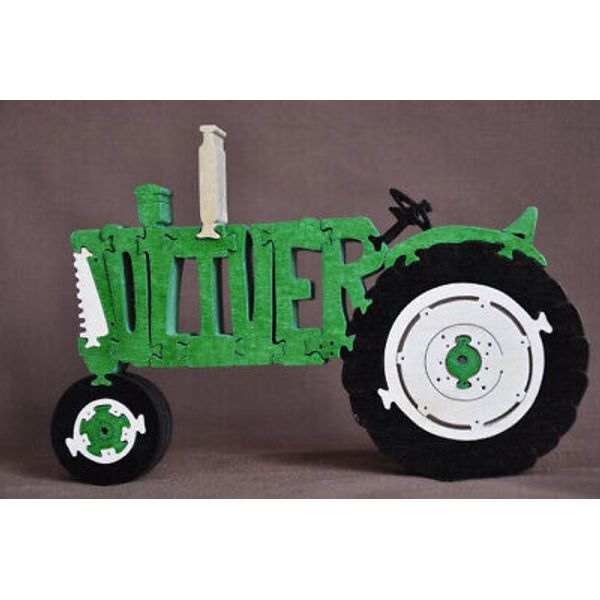 Green Oliver Antique Farm Tractor NEW Wood Toy Puzzle Hand Made USA