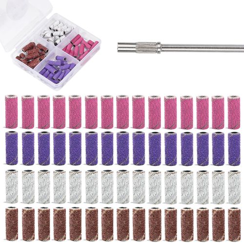 60 PCS Small Sanding Bands for Nail Drill, Drill Bits Nail File Sanding Bands with 3.1 MM Mandrel Bit Fine Efile Buffing Bands (4 Colors)