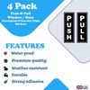 4-Pack Push Pull Waterproof Vinyl Stickers for Doors & Windows, 148mm x 50mm