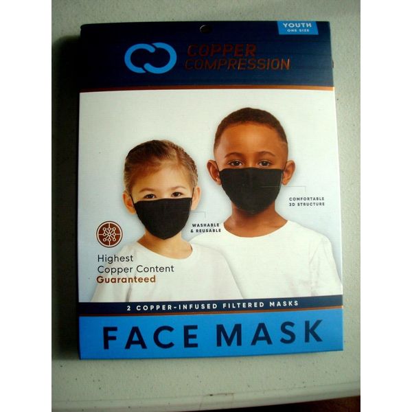 2 COPPER COMPRESSION FACE MASKS YOUTH