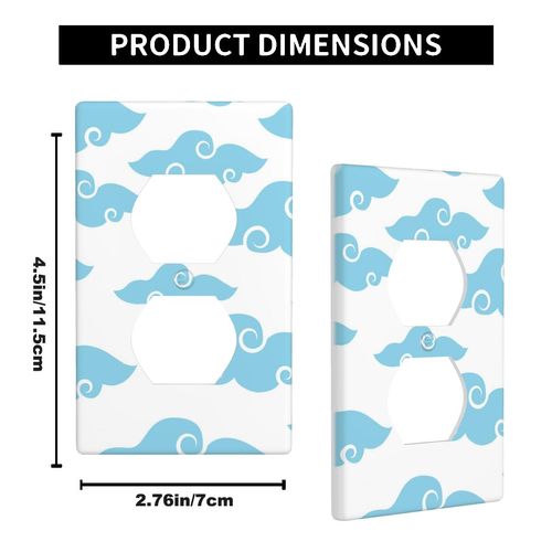 Pznen Cumulus Clouds Outlet Covers Sky Cloud Blue White Cartoon Nursery Wall Plate Duplex 1-Gang Standard Plug Cover Home Decorative Office