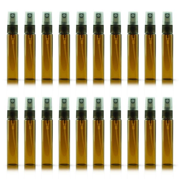 ZbFwmx 20 Pack Set 10ML Protable Refill Bulk Atomizer Spray Travel Perfume Bottle Hydrating Empty Bottle (Brown)