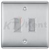 BG Brushed Steel 2 Gang Satin Chrome Custom Grid Switch Panel Kitchen Appliance