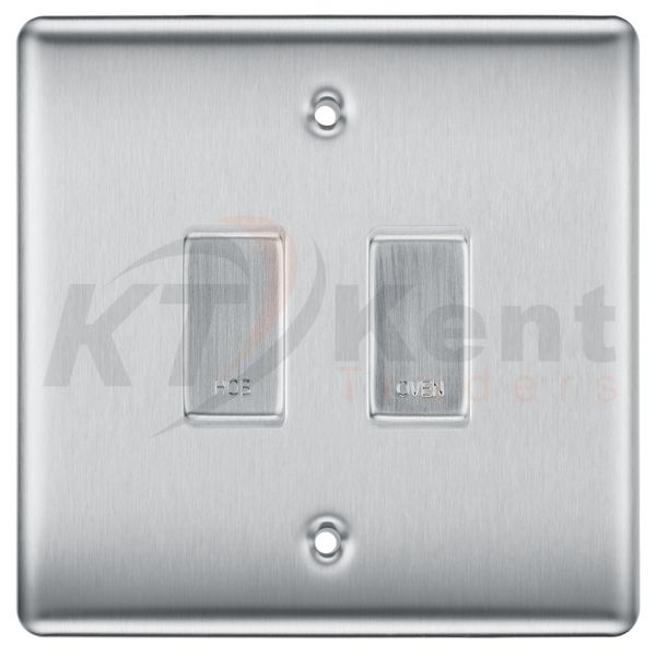 BG Brushed Steel 2 Gang Satin Chrome Custom Grid Switch Panel Kitchen Appliance