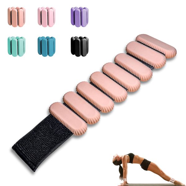 TIMOOU Ankle Weights for Women Men, Adjustable Wrist Weighted Bracelet for Home Gym Workout, Walking, Running, Travel, Pilate, Yoga, Exercise,Barre,Strength Training. Set of 2 (1Lb Each) (Flesh Pink)